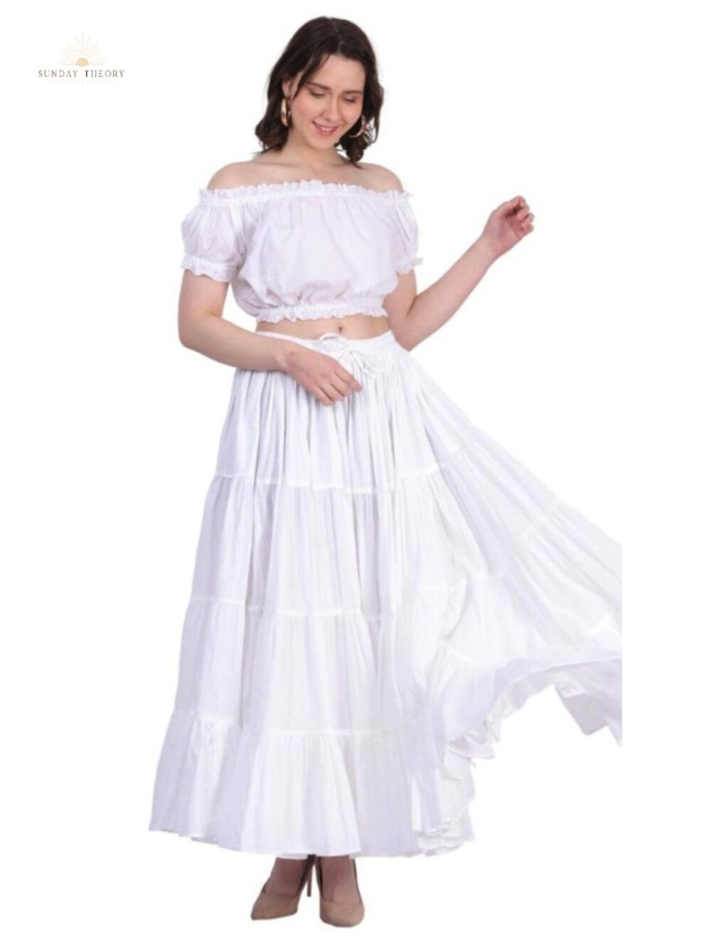 Plus Size 25 Yard Cotton Maxi Skirt Tiered Gypsy Belly Dance Flowy - Picture 6 of 6